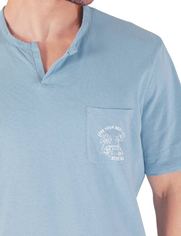 Pyjama short bi-mati&egrave;re Easy Coton (bleu)