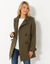 Effen cabanmantel met knoopsluiting (kaki)