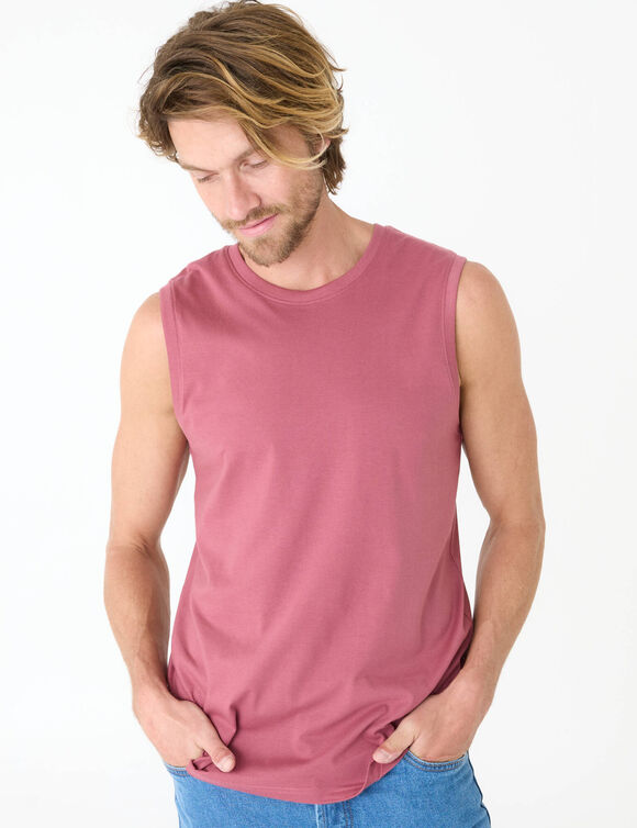 Mouwloos T-shirt met ronde hals - set van 3 (donkerroze + lichtroze + beige)