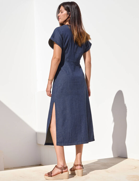 Robe longue en jean, manches courtes (dark blue)