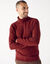 Pull col roul&eacute; en laine m&eacute;lang&eacute;e (bordeaux)