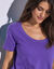 Effen T-shirt met ronde hals, biologisch katoen(**) (iris)