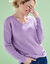 Pull col V, maille anglaise toucher doux (parme)
