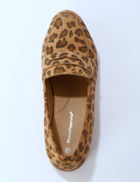 Leren mocassins met luipaardmotief (beige)