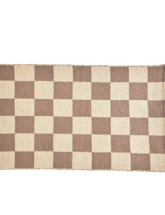 Decoratief tapijt met dambordmotief (taupe / zandkleur)