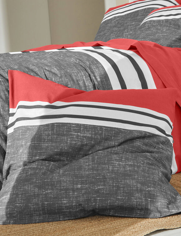 Bedlinnen Nathalie in katoen (grijs / terracotta)