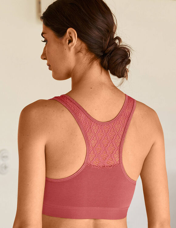 Soutien-gorge brassière coton dos dentelle - lot de 2 (terracotta + noir)
