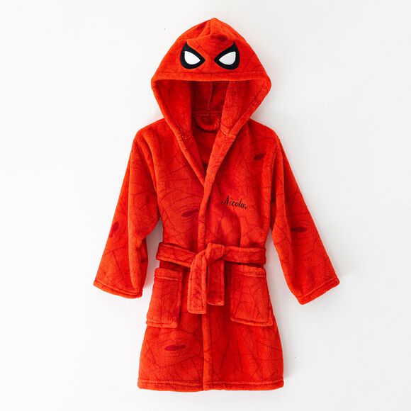 Kinderkamerjas met kap Spider-Man®, personaliseerbaar - fleece (rood)