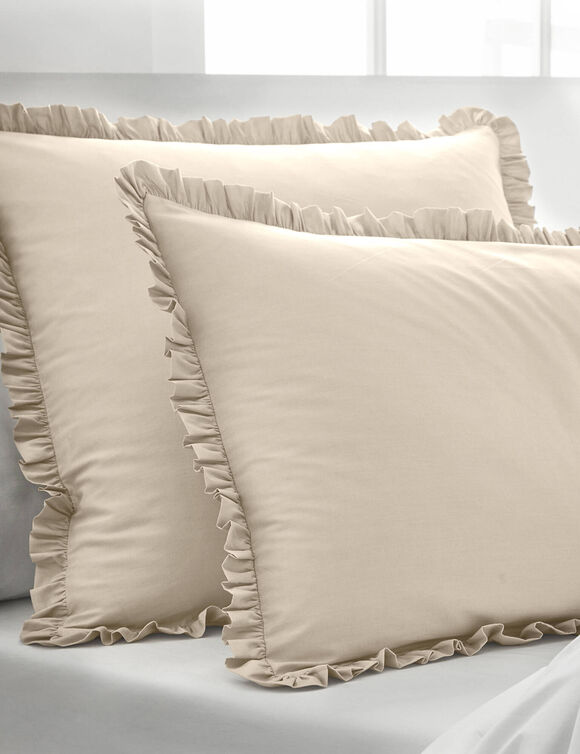 Linge de lit uni percale (sable)