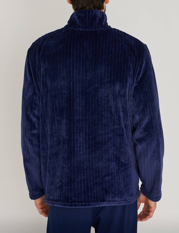 Veste d'int&eacute;rieur polaire toucher peluche textur&eacute;e (bleu)