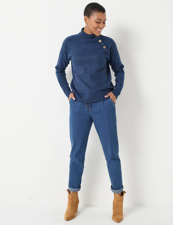 Pull col montant boutonné (marine)