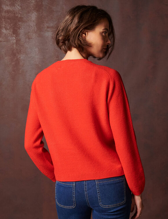 Trui met hamersteel en fantasiebreisel (rood)