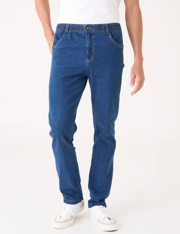 Jean droit ceinture &eacute;lastiqu&eacute;e - L32 (stone)