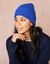 Effen muts in tricot (blauw)