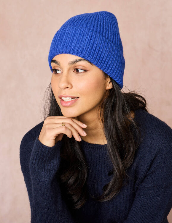 Bonnet en maille unie (bleu)