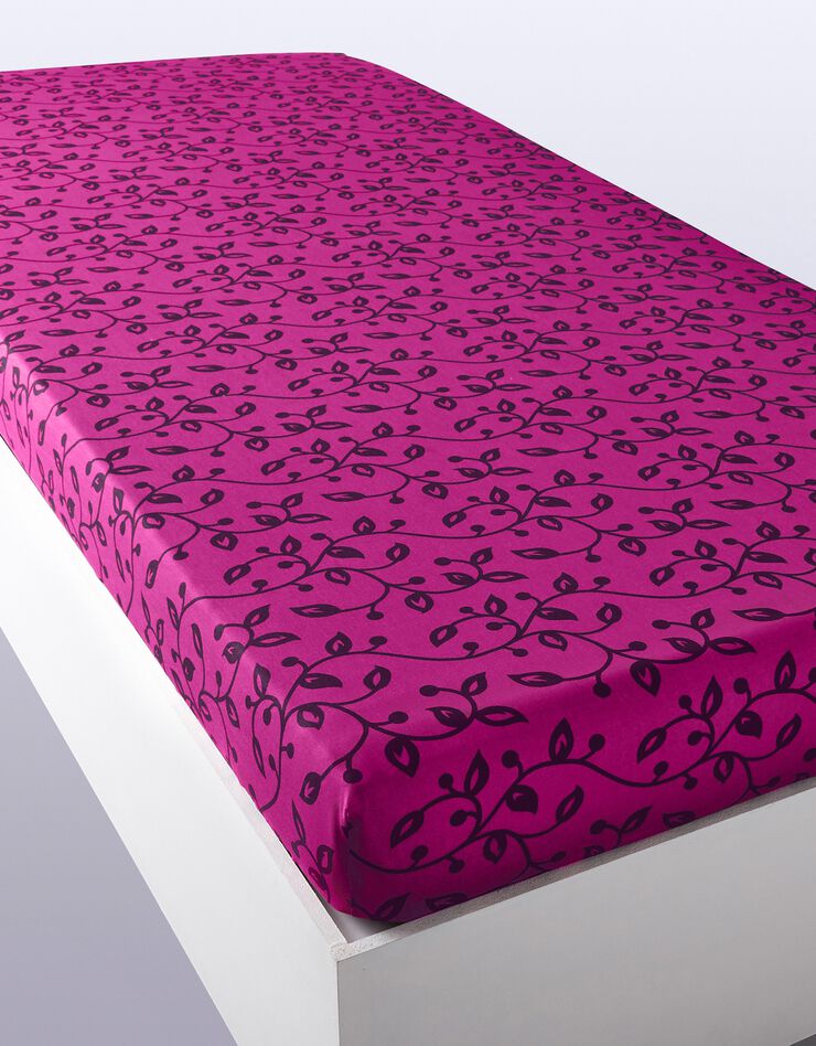 Linge de lit Héritage en coton à motifs volutes (fuchsia / prune)