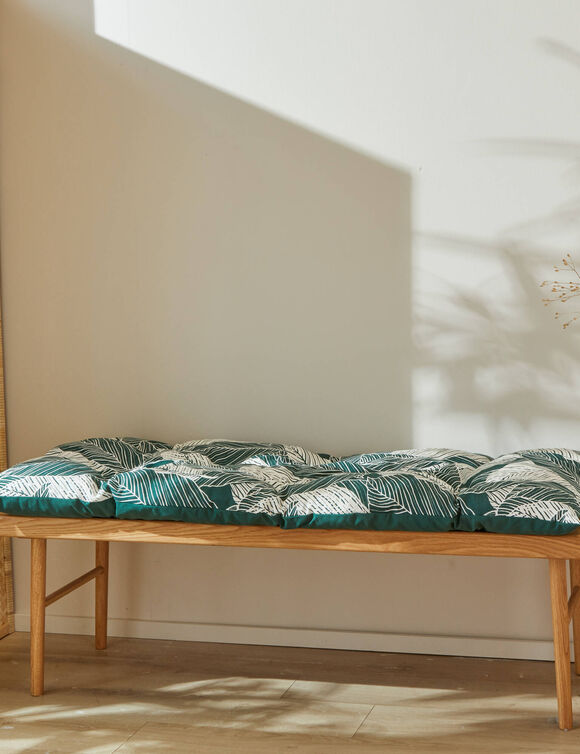 Long coussin déco imprimé feuillage (vert)