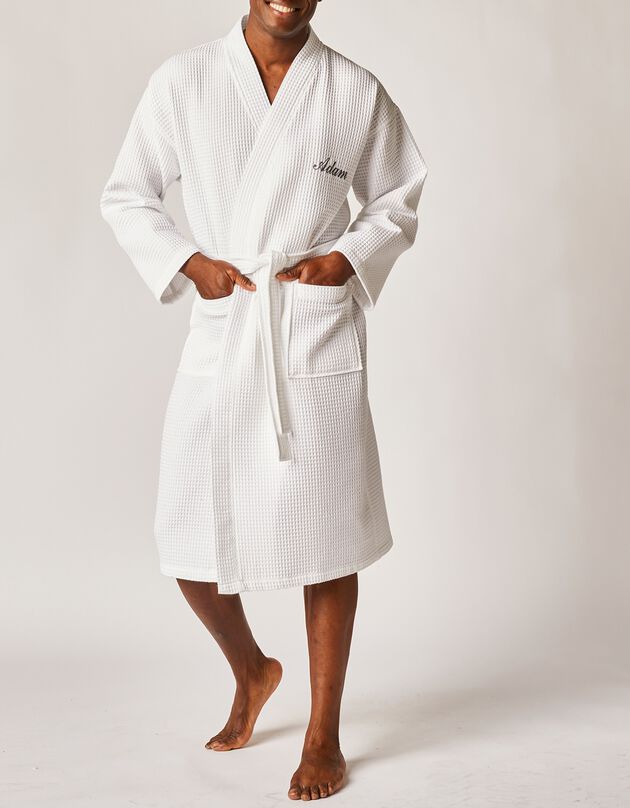 Peignoir de bain nid d'abeille 230 g/m2 personnalisable (blanc)