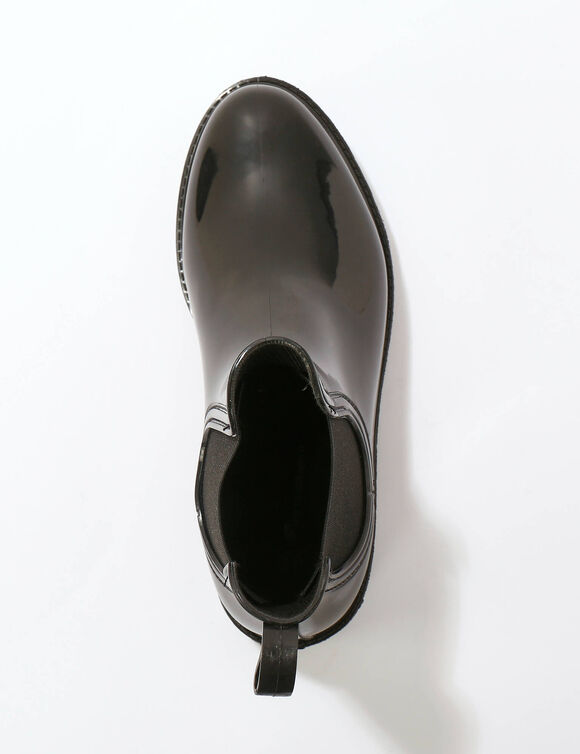 Bottines de pluie chelsea, semelle crant&eacute;e (noir)