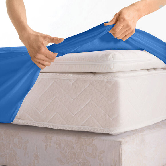 Effen hoeslaken in jersey, hoekdiepte 40 cm (oceaanblauw)