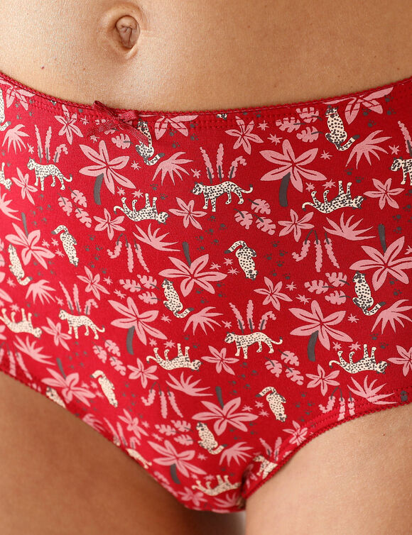 Maxi-slip van stretchkatoen met &bdquo;panter&ldquo;-bedrukking &ndash; set van 4 (rood)