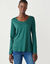 Effen T-shirt met ronde hals en lange mouwen (eucalyptus)
