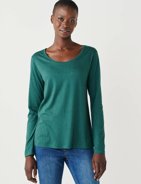 T-shirt col rond manches longues uni (eucalyptus)