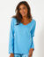 Effen pyjamashirt met lange mouwen (blauw)