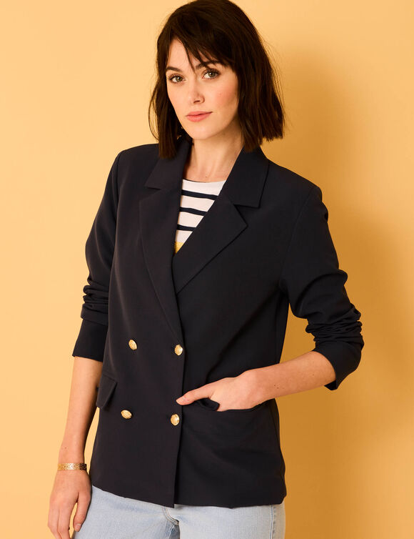 Veste blazer, boutonnage croisé (marine)