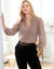Bloes met bladerenprint en lange mouwen (beige / karamel)