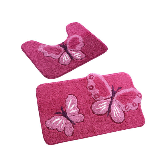 Tapis de bain fantaisie Papillons (rose / fuchsia)