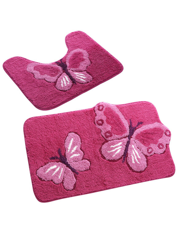 Tapis de bain fantaisie Papillons (rose / fuchsia)