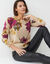 Pull imprim&eacute; fleurs (beige / prune)