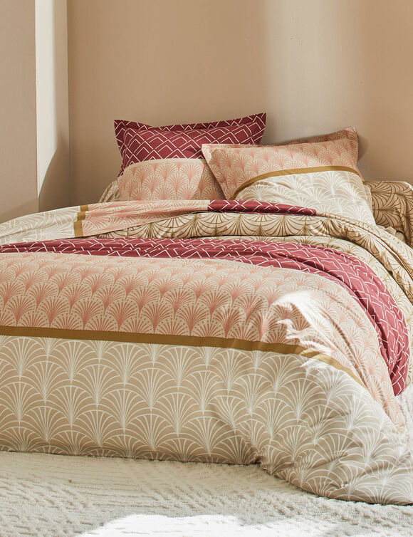 Bedlinnen Eddy in katoen met grafische motieven (zandkleur)