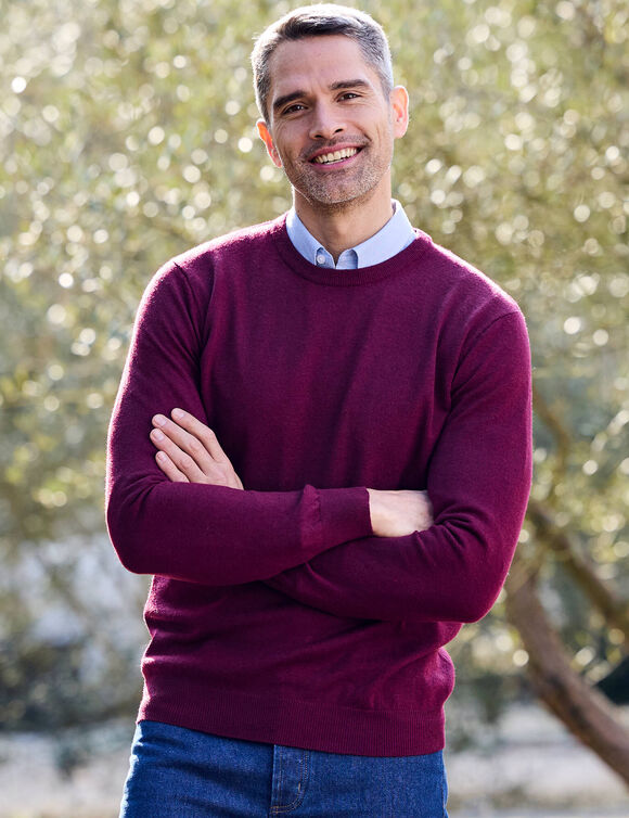 Pull uni col rond (bordeaux)