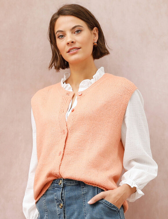 Gilet boutonn&eacute; sans manches (abricot)