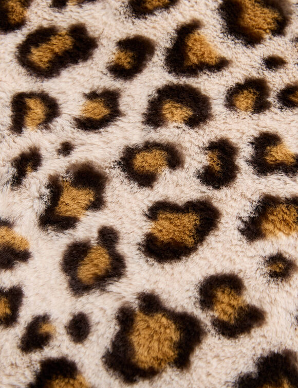 Plaid cocooning imprim&eacute; l&eacute;opard (beige / marron)