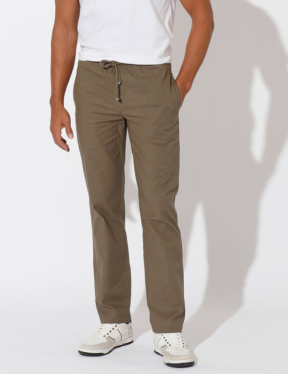 Broek met elastische tailleband (kaki)