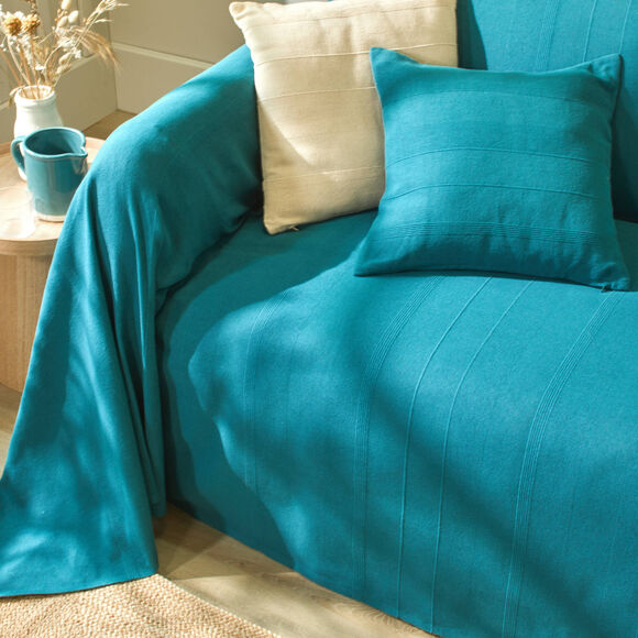 Housse coussin unie coton tissage artisanal - lot de 2 (bleu canard)