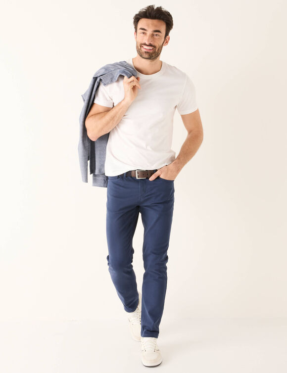 Pantalon droit 5 poches ceinture &eacute;lastiqu&eacute;e invisible - L32 (marine)