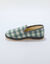 Charentaises fourr&eacute;es laine majoritaire, motif carreaux (vert)