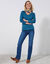 T-shirt met V-hals en lange mouwen (Pruisisch blauw)