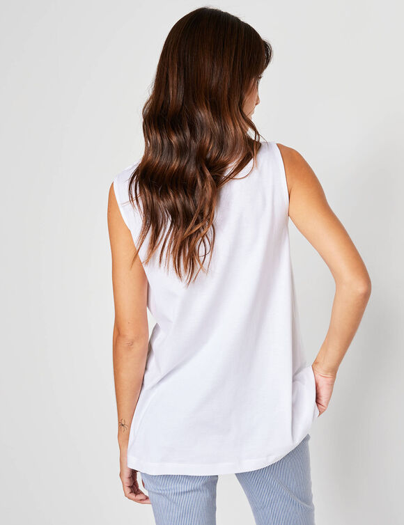 Débardeur à plastron macramé (blanc)