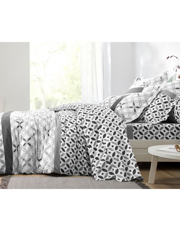 Linge de lit Marlow en coton motifs géométriques, gris / CARBONE Linge de lit Marlow en coton motifs géométriques, gris / CARBONE, hi-res image number 0
