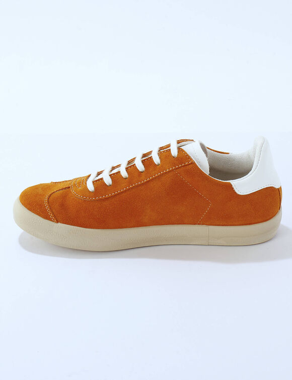 Baskets vintage croûte de cuir colorées (orange)