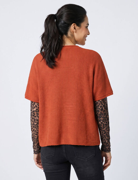 Pull poncho manches coude (terracotta)