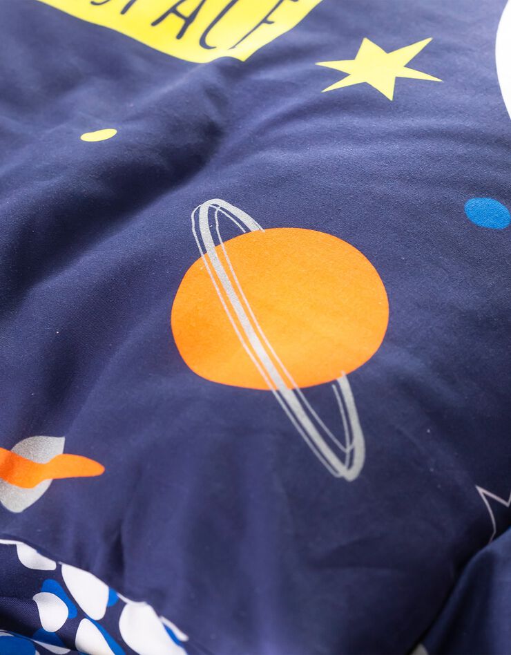 Linge de lit enfant Pao - coton imprimé espace (marine)