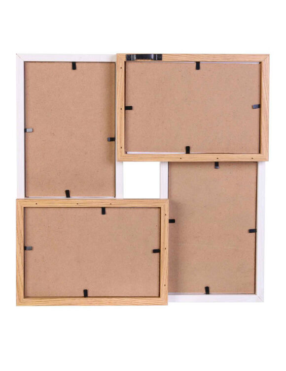 Collagekader voor 4 foto's in hout en wit (BRUIN/WIT)