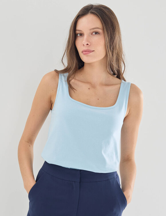 D&eacute;bardeur col carr&eacute; uni (bleu ciel)