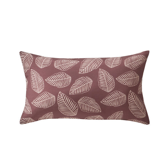 Housse de coussin imprimé petites feuilles - lot de 2 (lie de vin)